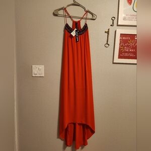 Design Lab Lord & Taylor Dress Size XS embroidery and beads orange new w tag